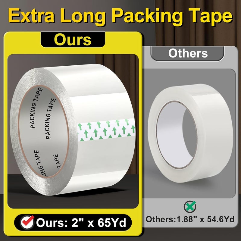 PACKKA Clear Packing Tape, Heavy Duty Packaging Tape Refills 18 Rolls, 2 inch x 65 Yards, Shipping Tape Box Tape Mailing Tape for Shipping Packaging Moving Sealing and Storage - Image 2
